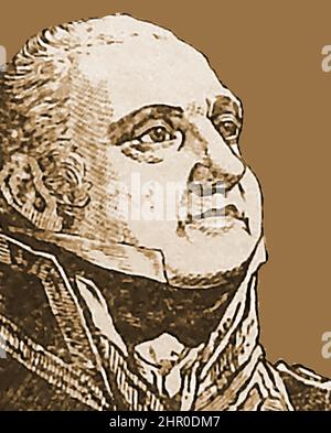 Un portrait de 19th siècle d'Edward Pellew, (1757 – 1833) 1st vicomte Exmouth dans ses années ultérieures. Pellew était un officier de marine britannique qui a combattu pendant la guerre d'indépendance américaine, les guerres révolutionnaires françaises et les guerres napoléoniennes Banque D'Images