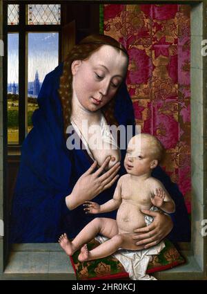La Vierge à l'enfant par le peintre néerlandais, Dieric Bouts (c. 1415-1475), huile avec tempera d'oeuf sur chêne, c. 1465 Banque D'Images