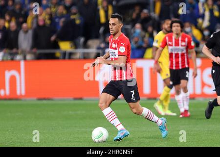 TEL AVIV, ISRAËL - FÉVRIER 24 : Eran Zahavi de PSV Eindhoven lors du match de la Ligue des conférences européennes de l'UEFA Knockout Round Play-offs entre Maccabi tel Aviv et PSV Eindhoven au stade Bloomfield le 24 février 2022 à tel Aviv, Israël (photo d'Orange Pictures/Orange Pictures) Banque D'Images