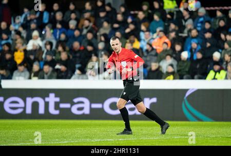 Randers, Danemark. 24th févr. 2022. Arbitre Irfan Peljto vu lors du match de l'UEFA Europa Conference League entre Randers FC et Leicester City au Cepeus Park à Randers. (Crédit photo : Gonzales photo/Alamy Live News Banque D'Images