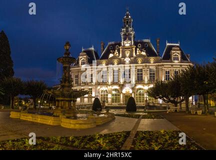 Vue panoramique nocturne de l'hôtel de ville Banque D'Images