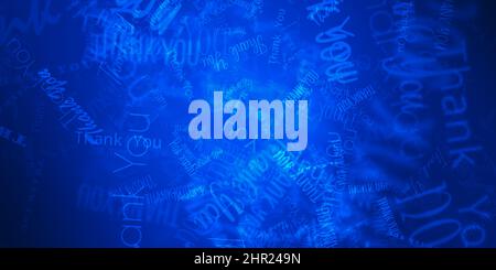 Magnifique Merci mot Cloud abstrait concept de fond créatif sur fond bleu foncé. 3D rendu. 3D illustrations pour le Web ou la présentation Banque D'Images