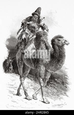 Tchoutoun-Dzamba Guide mongol des chameaux, Tibet. Asie. Voyage en Mongolie par Nikolai Mijailovich Przewalski en 1870-1873, le Tour du monde 1877 Banque D'Images