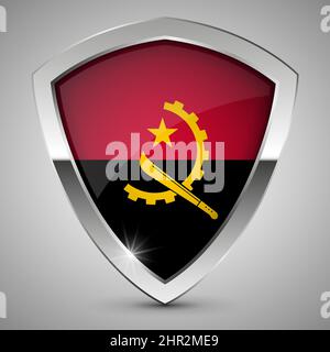 EPS10 Bouclier patriotique Vector avec drapeau de l'Angola. Un élément d'impact pour l'utilisation que vous voulez en faire. Illustration de Vecteur