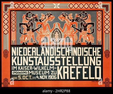 Affiche de l'exposition des Antilles néerlandaises (Krefeld Kaiser Wilhelm Museum, 1906). Affiche de l'exposition d'art allemand - affiche publicitaire vintage Banque D'Images