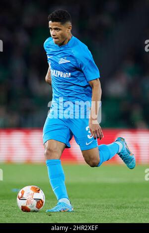 Douglas Santos de Zenit lors de l'UEFA Europa League, Play-off, match de football à 2nd jambes entre Real Betis et Zenit le 24 février 2022 au stade Ramon Sanchez-Pizjuan à Séville, Espagne - photo: Joaquin Corchero/DPPI/LiveMedia Banque D'Images