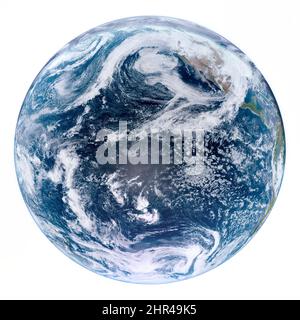 Planète Terre isolée sur fond blanc, photo du monde nuageux, espace, image de gros plan haute résolution. Éléments de cette image fournis par la NASA Banque D'Images