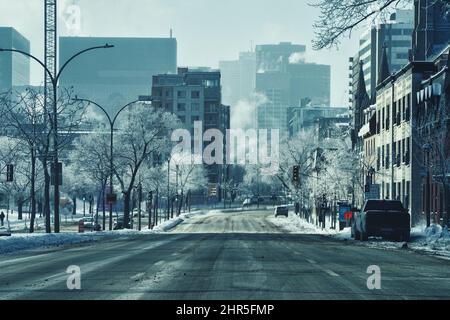 Ville de Montréal pendant une série froide. Banque D'Images