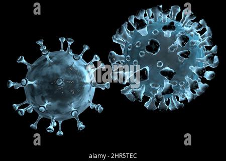 Symbolbild: CGI-Visualizierung: Coronavirus, Mutationen Delta Omicron/ image symbolique: Corona virus, mutations: Delta, Omicron (nur fuer redaktionelle Banque D'Images