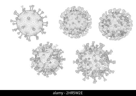 Symbolbild: CGI-Visualizierung: Coronavirus, Mutationen Delta Omicron/ image symbolique: Corona virus, mutations: Delta, Omicron (nur fuer redaktionelle Banque D'Images