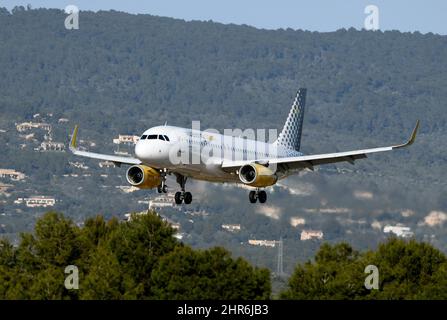 Vol de la société Vueling à l'aéroport de Palma de Majorque Banque D'Images