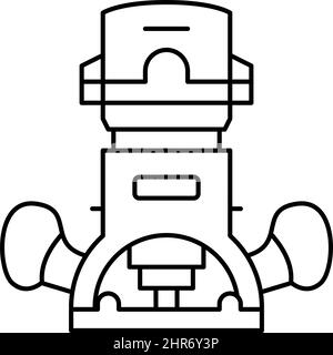 illustration vectorielle de l'icône de la ligne d'outils du routeur en bois Illustration de Vecteur