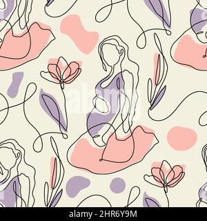Femme enceinte sans couture élégant une ligne beige sans coutures Illustration de Vecteur
