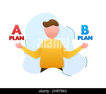 Homme choisissant entre deux options. Plan A nad B. Illustration du vecteur. Illustration de Vecteur