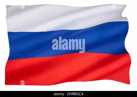 Drapeau de la Fédération de Russie - isolé sur blanc pour découpe. Banque D'Images