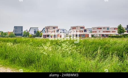 Tynaarlo, pays-Bas - des maisons récemment construites dans un quartier moderne et familial de banlieue à Eelderwolde dans Tynaarlo Drenthe, aux pays-Bas Banque D'Images