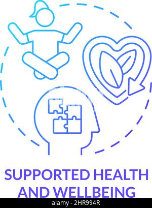 Icône de concept de dégradé bleu de santé et de bien-être pris en charge Illustration de Vecteur