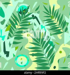 Motif géométrique sans couture avec feuilles de fougères Illustration de Vecteur