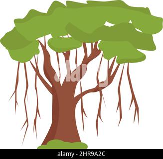 Banyan Tree dans un style plat, isolé sur fond blanc Illustration de Vecteur