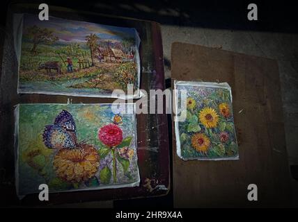 Galerie d'art de peintures à l'huile de Thaïlande. Banque D'Images