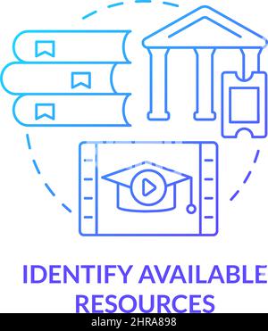 Identifier l'icône de concept de gradient bleu des ressources disponibles Illustration de Vecteur