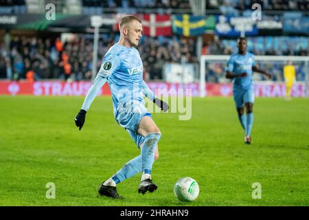 Randers, Danemark. 24th, février 2022. Mikkel Kallesoe (7) de Randers FC vu lors du match de l'UEFA Europa Conference League entre Randers FC et Leicester City au Cepeus Park à Randers. (Crédit photo: Gonzales photo - Balazs Popal). Banque D'Images