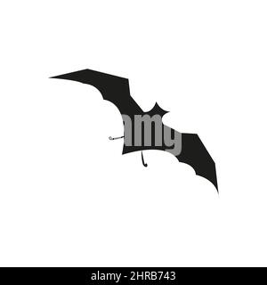 Icône de batte. Icône simple animal chauve-souris. Icône de batte d'Halloween. Silhouette sombre de chauve-souris avec ailes ouvertes. Illustration de Vecteur