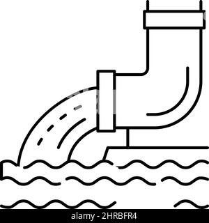 illustration vectorielle de l'icône représentant un écoulement d'eau de la ligne de drainage Illustration de Vecteur