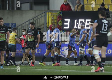 Parme, Italie. 25th févr. 2022. Stade Sergio Lanfranchi, Parme, Italie, 25 février 2022, The Bulls Celebrate the try at Zebre Rugby vs Vodacom Bulls - United Rugby Championship Match Credit: Live Media Publishing Group/Alay Live News Banque D'Images