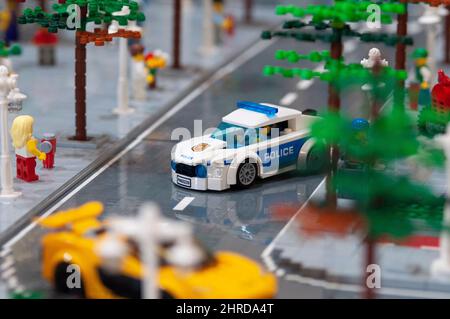 Voitures de police LEGO Banque D'Images