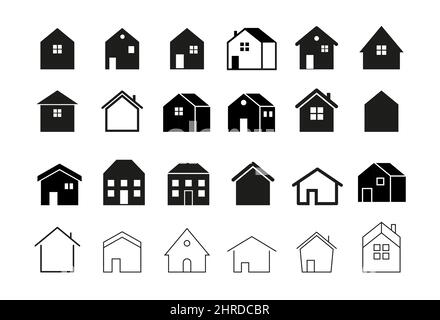 Accueil, maisons et bâtiments icônes, symboles et logos Illustration de Vecteur