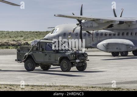 Vue sur un avion de l'armée espagnole dans la base. Casa C-295 Banque D'Images