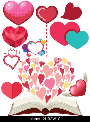 Thème de la Saint-Valentin avec illustration de nombreux coeurs Illustration de Vecteur