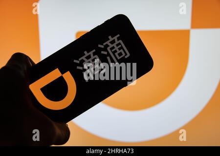 Rheinbach, Allemagne, le 29 octobre 2021, le logo de la société chinoise de services aux conducteurs 'didi Chuxing Technology Co.' Banque D'Images