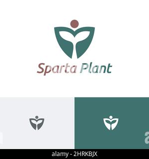 Sparta Plant Soldier Helmet nature Organic Green logo Illustration de Vecteur