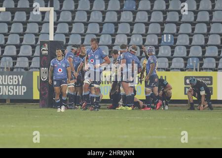 Parme, Italie. 25th févr. 2022. The Bulls Celebrate the try at Zebre Rugby vs Vodacom Bulls, United Rugby Championship Match à Parme, Italie, février 25 2022 crédit: Independent photo Agency/Alay Live News Banque D'Images