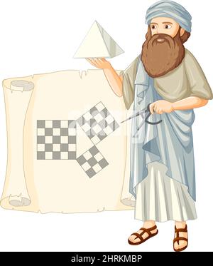 Personnage de dessin animé Pythagoras sur fond blanc Illustration de Vecteur