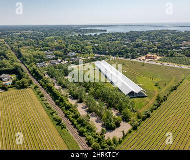 Vue aérienne du musée Parrish et des environs Banque D'Images