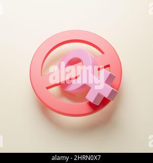 Interdiction pour les femmes. Aucune entrée pour le sexe féminin. 3d rendu. Banque D'Images