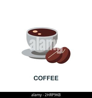 Icône de plat de café. Panneau de couleur de la collection de boissons. Affiche plate Coffee Icon pour la conception de sites Web, les infographies et plus encore. Illustration de Vecteur