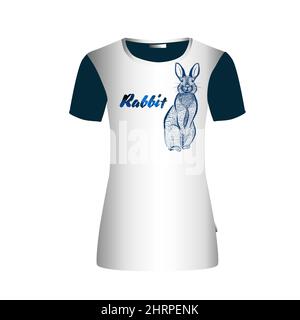 Imprimé lapin sur un t-shirt.Illustration vectorielle Illustration de Vecteur