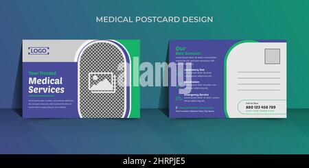 Modèle de carte postale médicale et de soins de santé, conception de brochure médicale, couverture, rapport annuel, affiche, modèle de carte postale Illustration de Vecteur