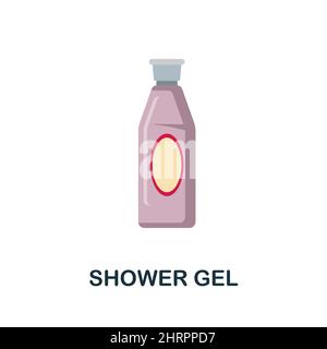 Gel douche plat icône. Affiche d'élément de couleur de la collection de cosmétiques. Affiche plate de gel douche Icon pour le web design, infographies et plus encore. Illustration de Vecteur