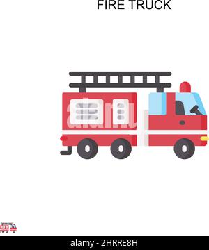 Icône vecteur simple camion d'incendie.Modèle de conception de symbole d'illustration pour élément d'interface utilisateur Web mobile. Illustration de Vecteur