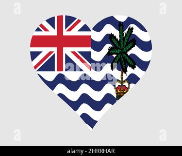 Drapeau britannique sur le cœur du territoire de l'océan Indien. DRAPEAU BIOT Love Shape. Icône de bannière du territoire britannique d'outre-mer symbole Clipart. Illustration du vecteur EPS. Illustration de Vecteur