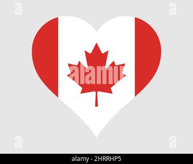 Drapeau du cœur du Canada. Drapeau national de la nation de pays de la forme de l'amour canadienne. Symbole de bannière pour le Canada. Illustration du vecteur EPS. Illustration de Vecteur