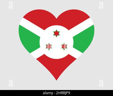 Drapeau du coeur du Burundi. Drapeau national de la nation de pays Burundais Love Shape. République du Burundi icône symbole de bannière. Illustration du vecteur EPS. Illustration de Vecteur