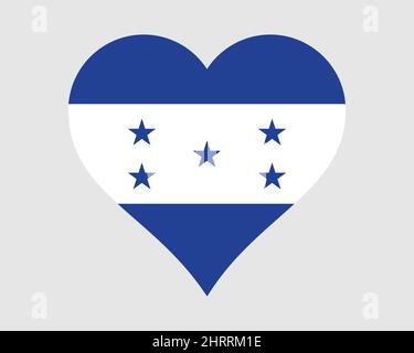 Drapeau du cœur du Honduras. Drapeau national de la nation du pays de la forme d'amour du Honduras. République du Honduras icône symbole de bannière. Illustration du vecteur EPS. Illustration de Vecteur