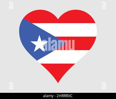 Porto Rico drapeau de coeur. Drapeau portoricain de forme d'amour. PR non incorporé et organisé US Commonwealth Banner Icon Sign Symbol Clipart. Vecteur EPS Illustration de Vecteur