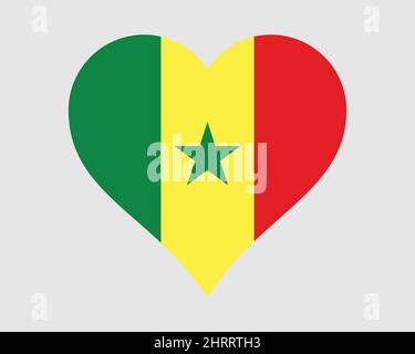 Drapeau du coeur du Sénégal. Drapeau national de la nation nationale de la forme d'amour sénégalaise. République du Sénégal symbole de bannière. Illustration du vecteur EPS. Illustration de Vecteur